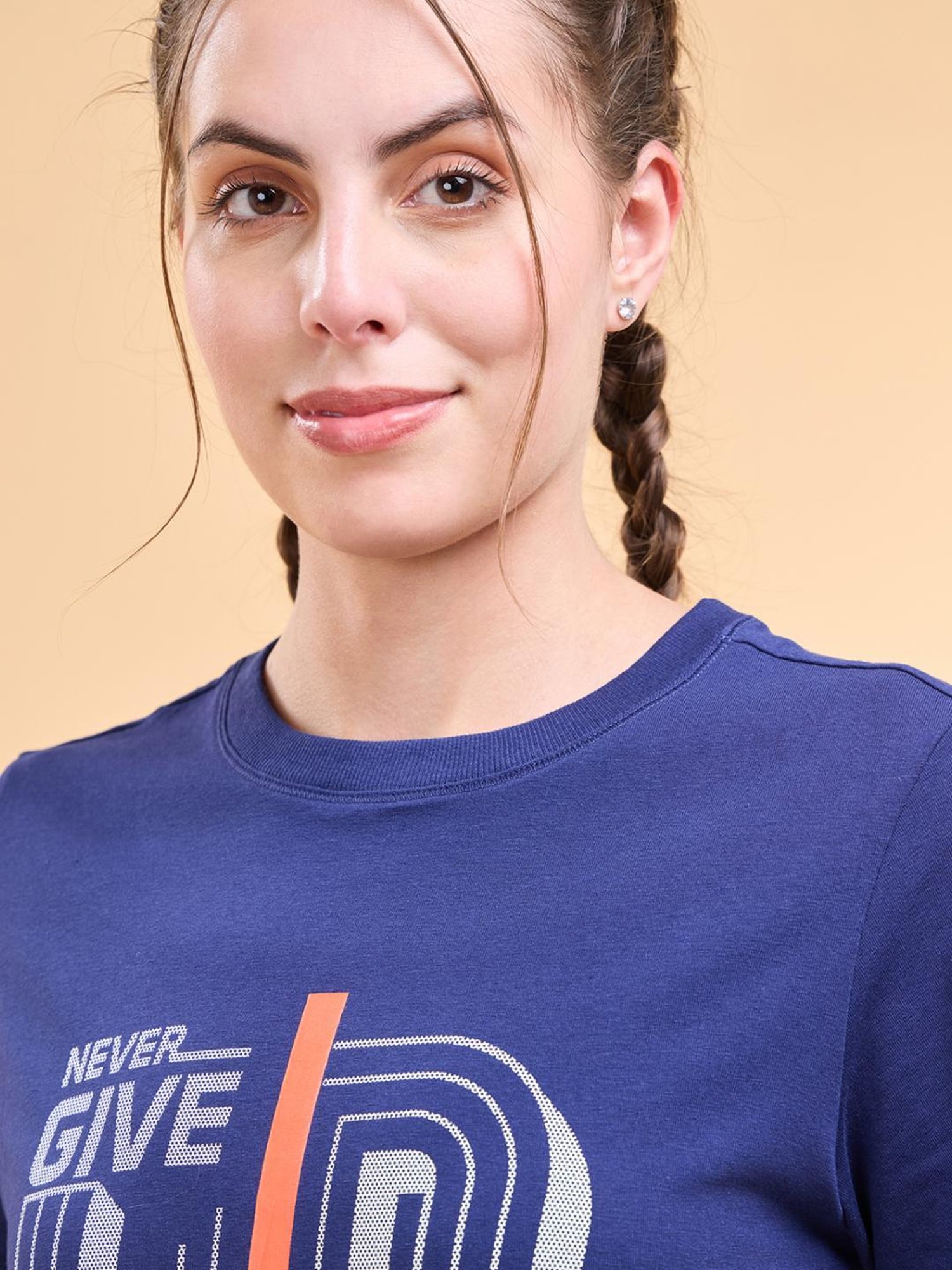 Enamor Medieval Blue Cotton Printed Sports T-Shirt