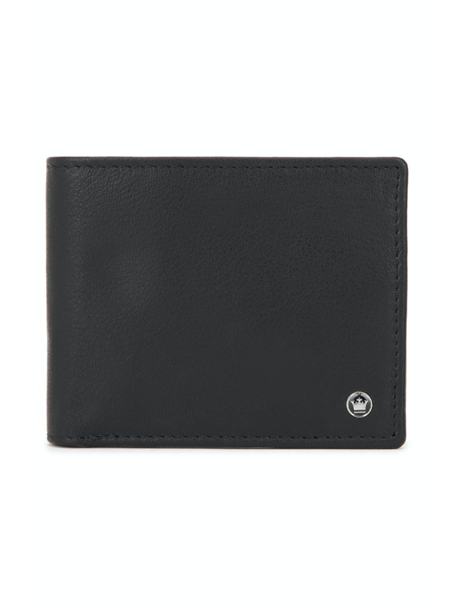Louis Philippe Black Leather Bi-Fold Wallet for Men