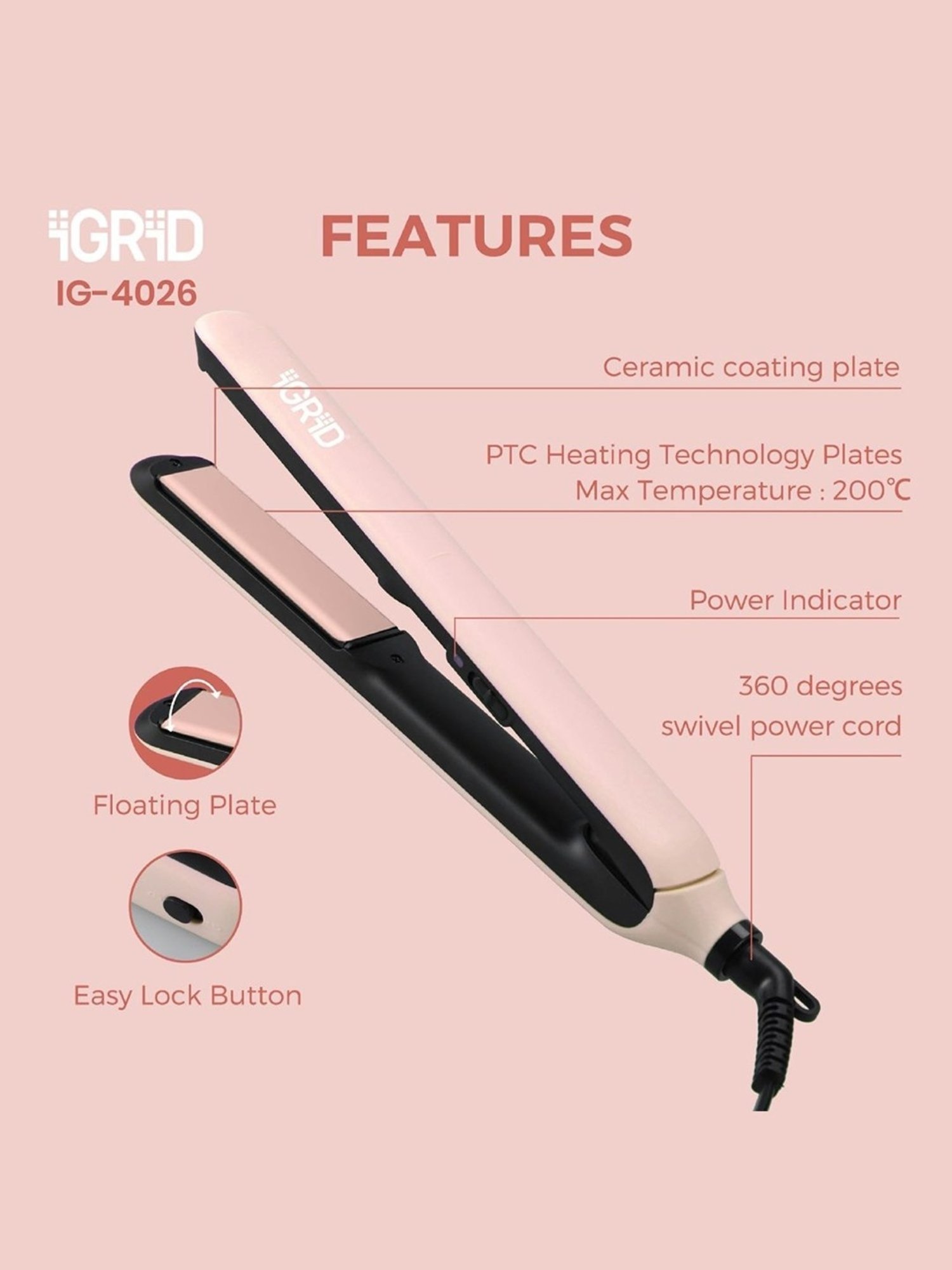 Gorgio Professional HS7800 Steam Hair Straightener (Black)