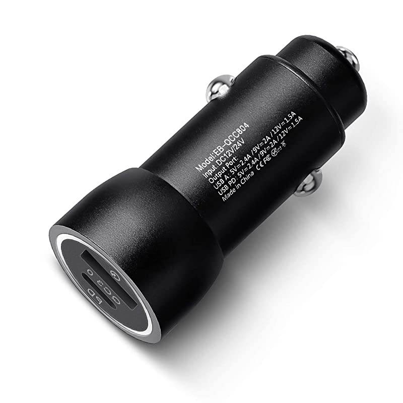 USB PD Car Charger,  Power Delivery & Quick Charge 3.0 Adapter for iPad Pro, Google Pixel 3/3 XL, iPhone Xs/XS Max/XR/X/8, Samsung Galaxy S10/S9/S8 and More