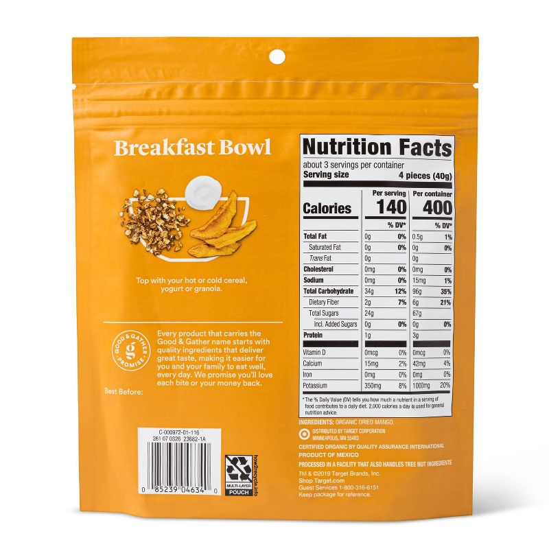 Organic Dried Unsweetened Mango Snacks - 4oz - Good & Gather™