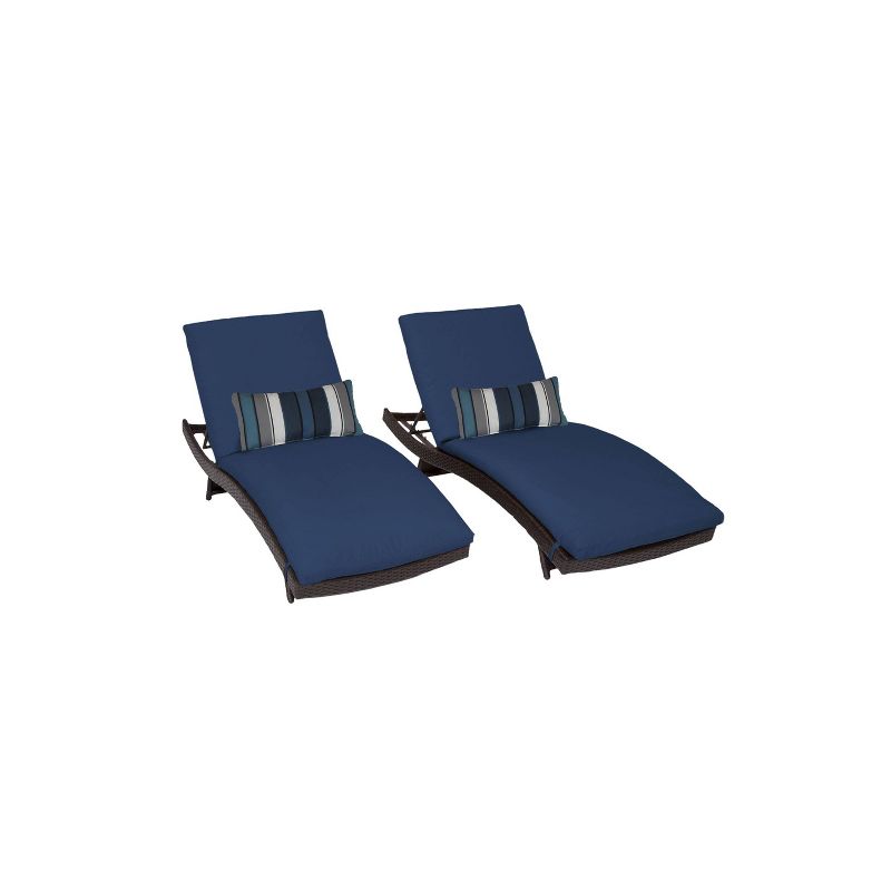 Bali 2pk Patio Chaise Lounges with Cushions - Navy - TK Classics
