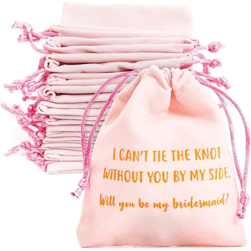 Sparkle and Bash 12-Pack Bridesmaid Proposal Drawstring Gift Bags for Bridal Shower Gifts, Wedding Favors, Bachelorette Hen's Party Kit, 4" x 4.75"
