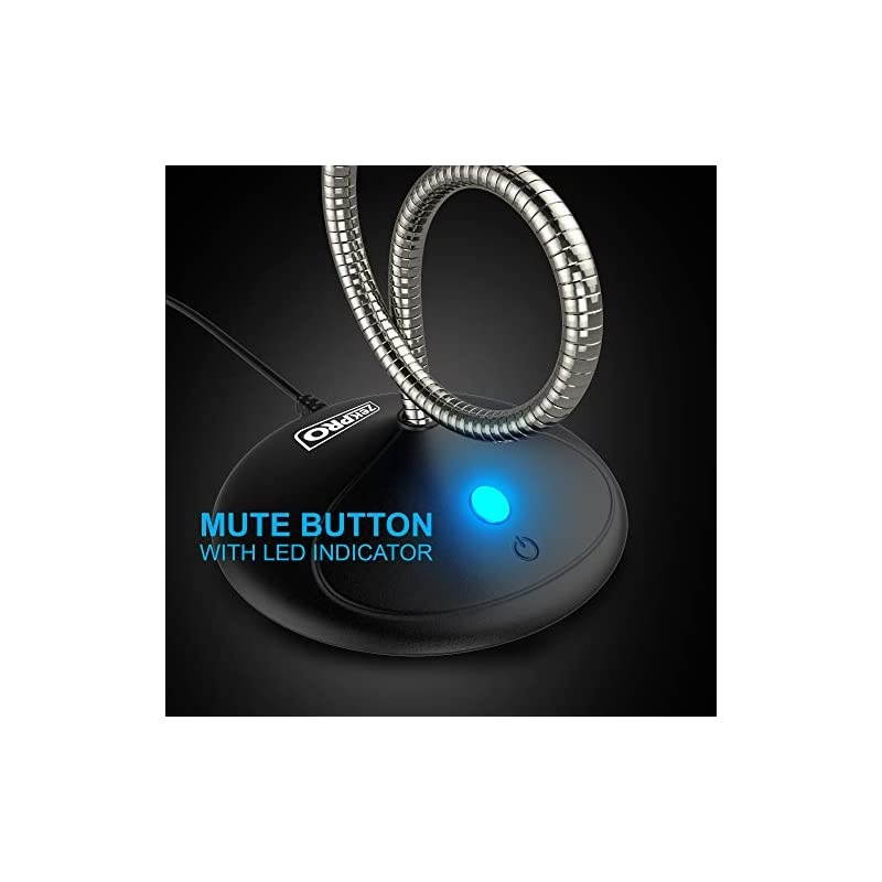 USB Computer Microphone Plug amp Play for Podcast Vocal Voice Studio Recording 5ft Mic Gaming PC YouTube Skype Desktop Laptop Omnidirectional Condenser Mute Button with LED wTravel Bag