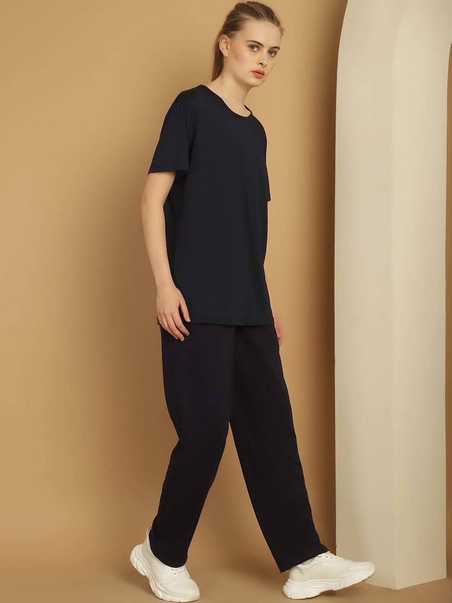 Vimal Jonney Black Cotton Sports T-Shirt Track Pant Set