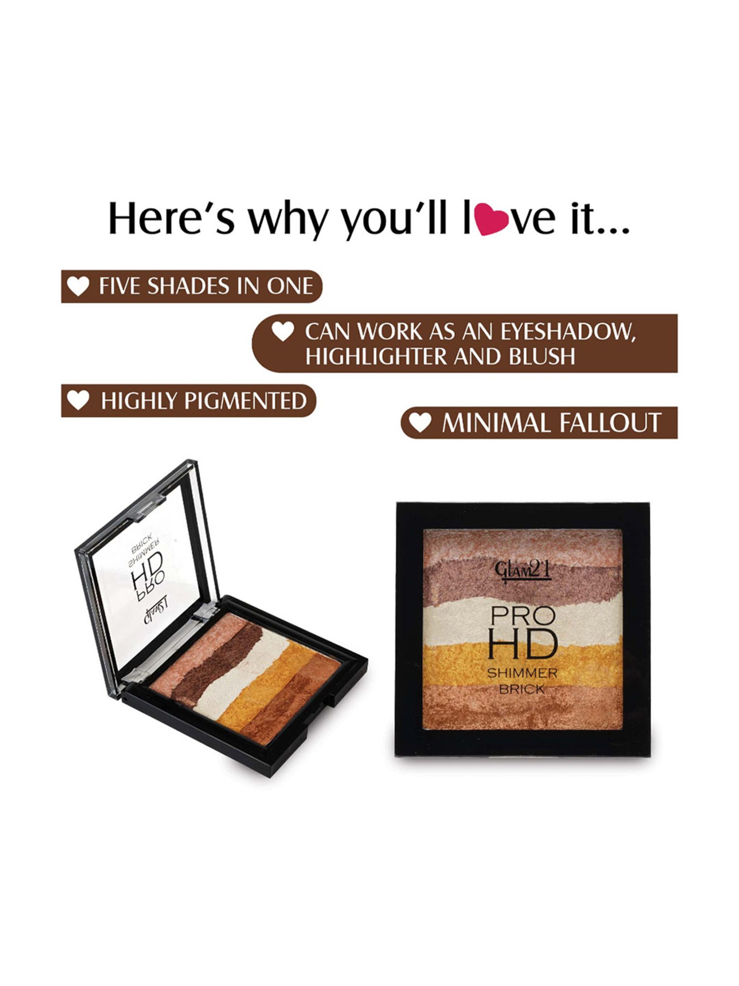 Glam21 Pro HD Shimmer Brick Highlighter Eyeshadow Palette 04 - 7.5 gm