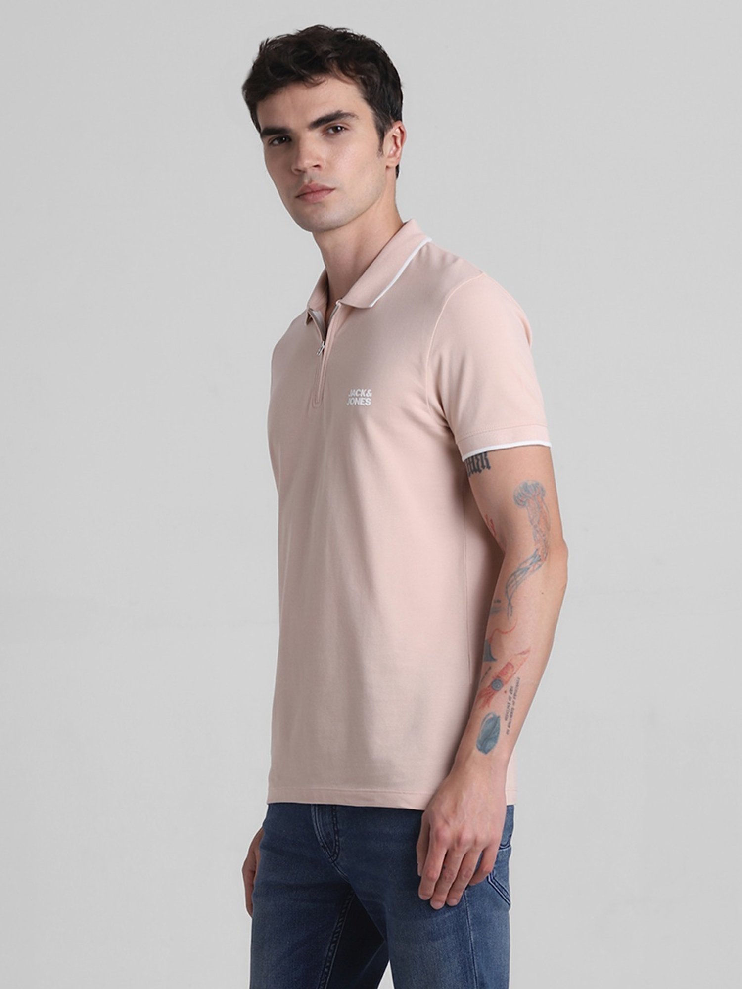 Jack & Jones Cameo Rose Cotton Slim Fit Polo T-Shirt