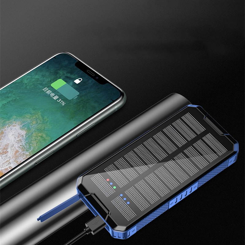 900000mAh Waterproof Solar Wireless Power Bank With 2USB Outputs,LED Flashlight External Battery Backup For All Type Phones