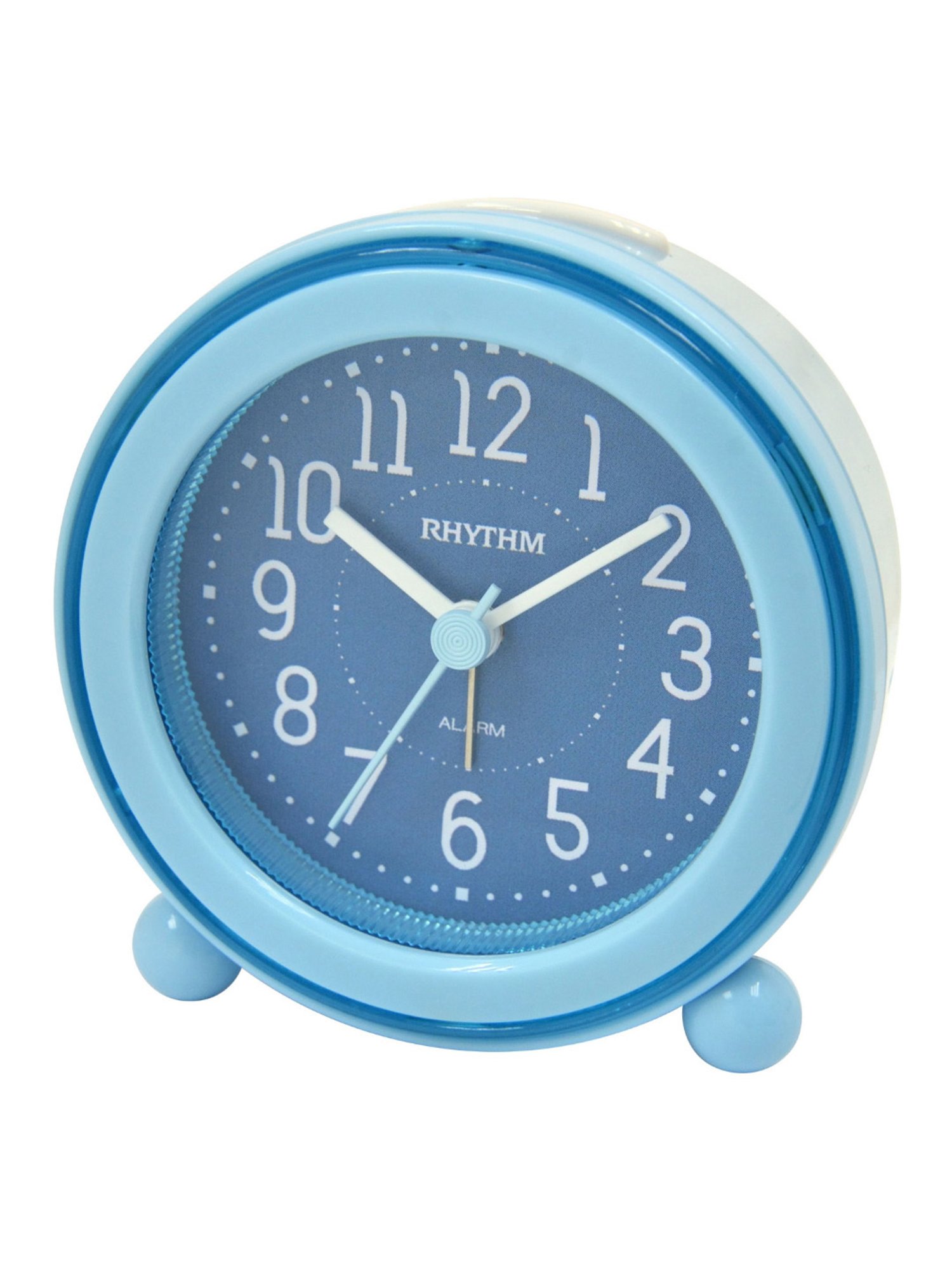 RHYTHM Blue Plastic Round Beep Alarm Sound with LED Flash Light Table Clock