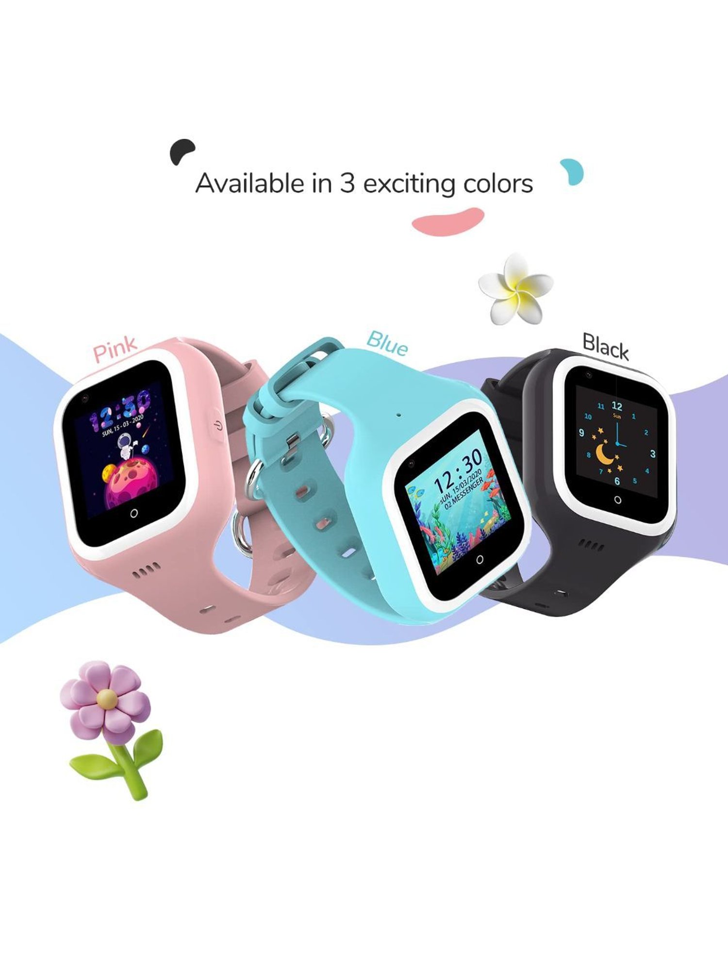 Turet Jellybean Kids Smart Watch, GPS Tracker with Voice & Video Call, 4G Sim Enabled (Blue)