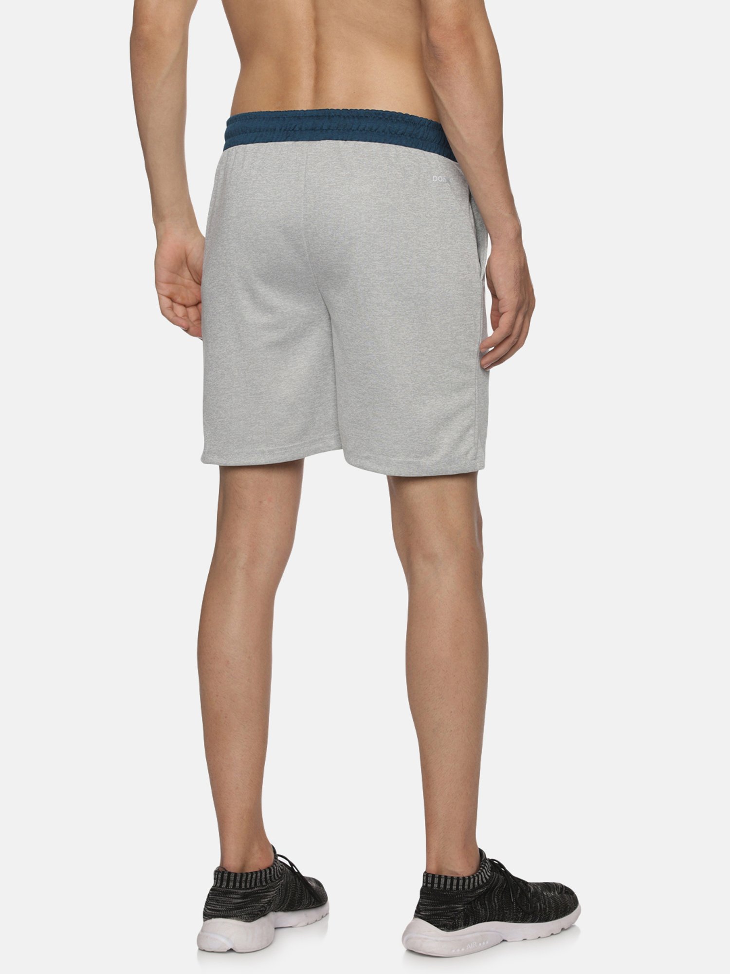 DOMIN8 Men Breathable Drawstring Elasticated Sports Basketball Grey Shorts