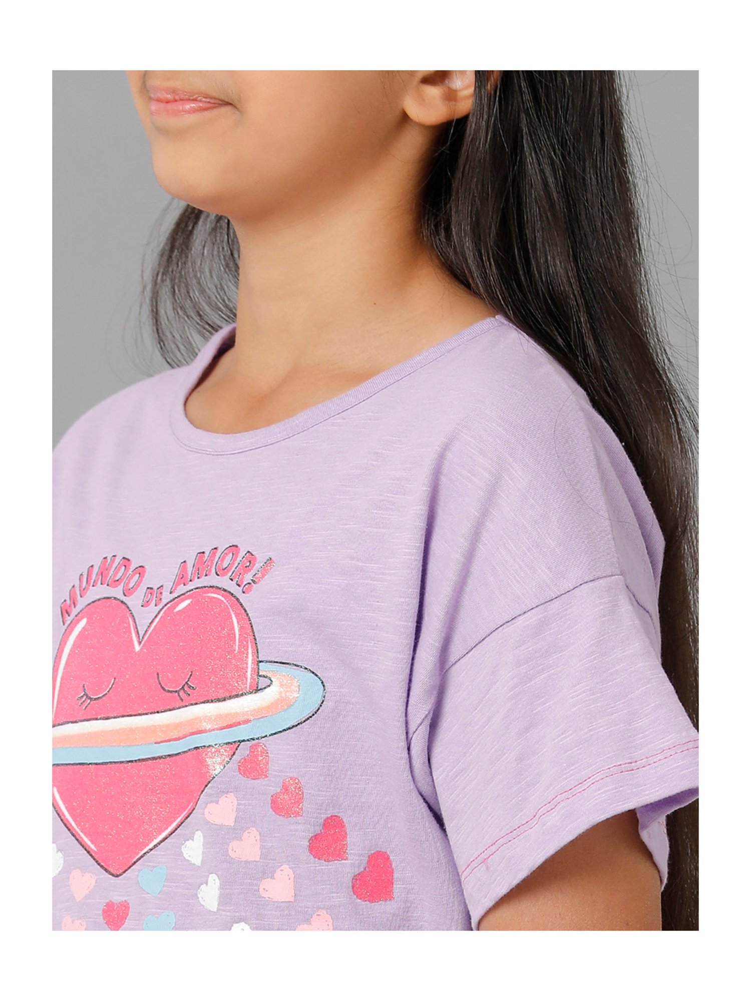 Under Fourteen Only Kids Purple Printed Top