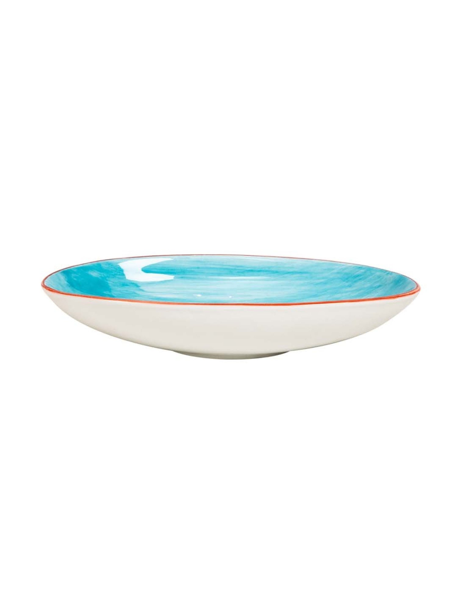 Home4U 'Meyer' White & Sky Blue Bone China 14 cm Oval Serving Bowl (0.4 L) - Set of 1