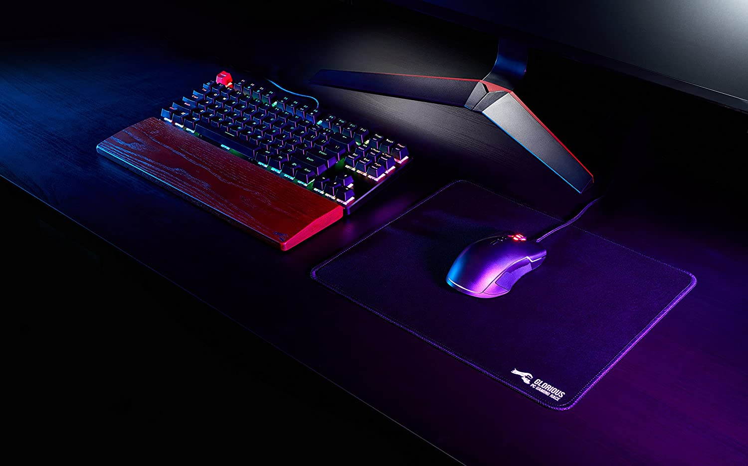 Glorious Large Gaming Mouse Mat/Pad - Stitched Edges, Black Cloth Mousepad | 11x13 (G-L)