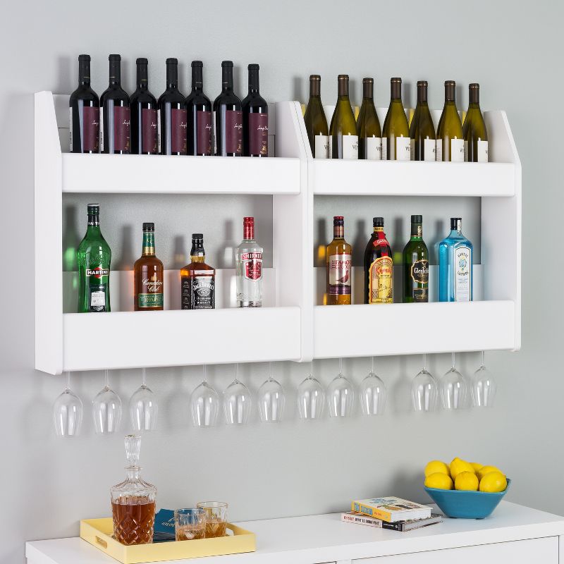 2 Tier Floating Wine and Liquor Rack White - Prepac