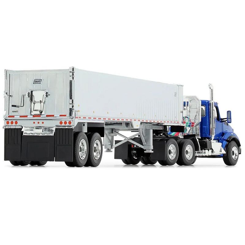 Kenworth T880 Day Cab with East Genesis End Dump Trailer Surf Blue Metallic and Chrome 1/50 Diecast Model by First Gear