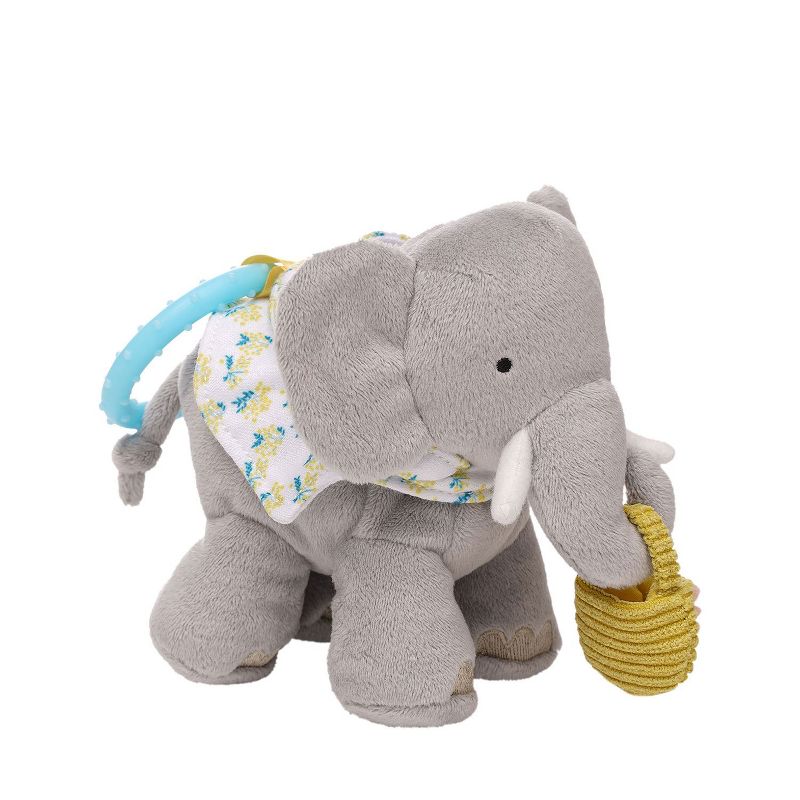 Manhattan Toy Fairytale Elephant Plush Baby Travel Toy with Chime, Crinkle Ears and Teether Clip-on Attachment
