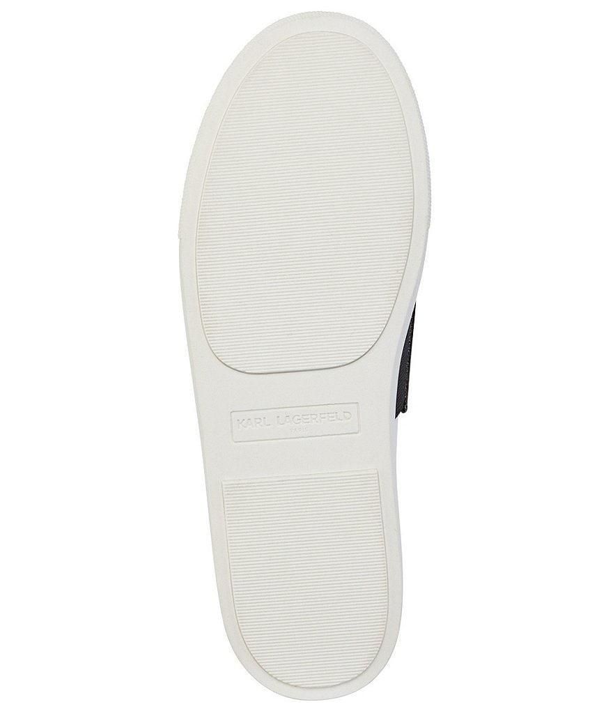 KARL LAGERFELD PARIS Cameli Leather Embroidered Signature Slip-On Sneakers