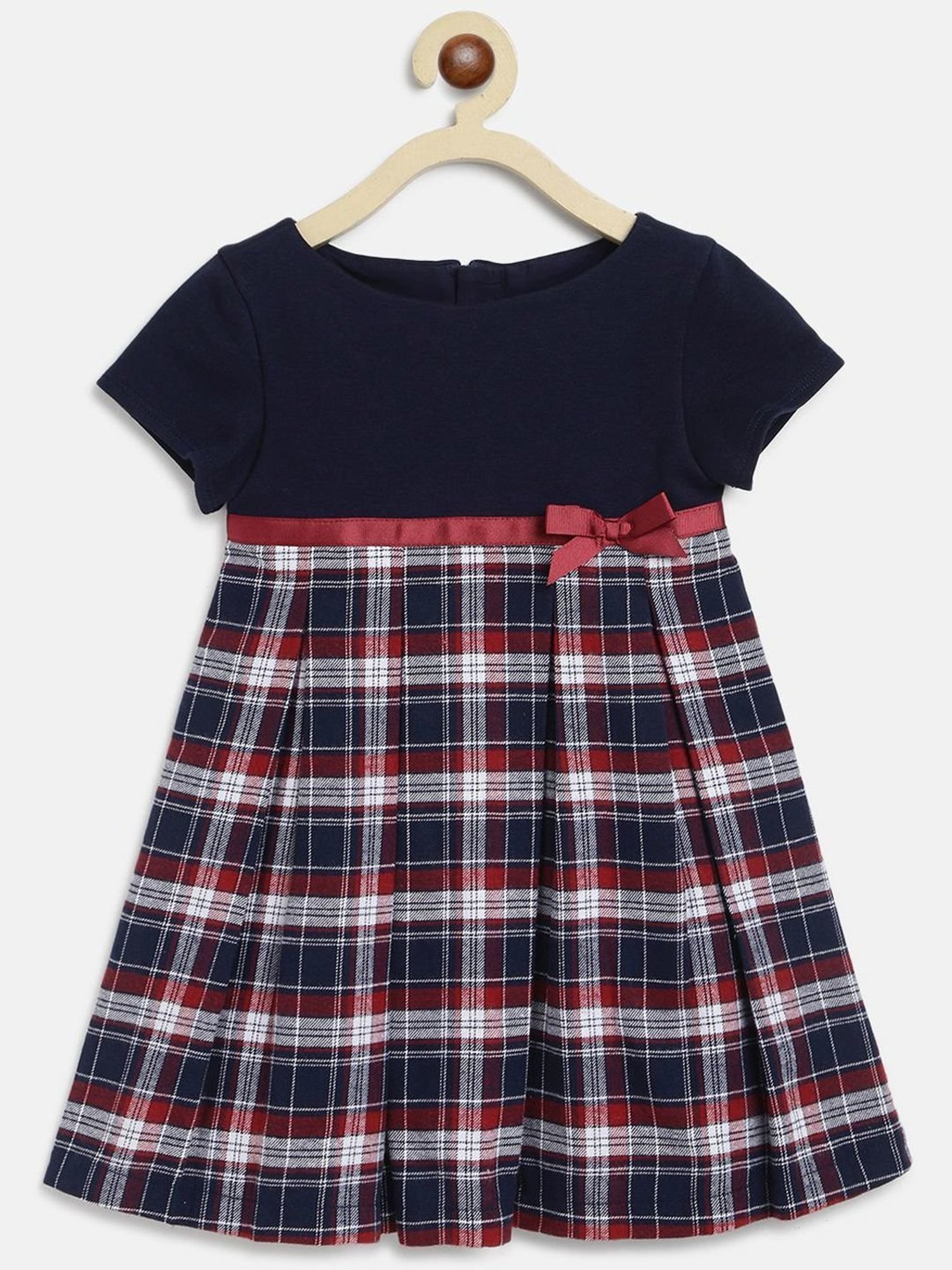 Chicco Kids Navy & Red Cotton Chequered Dress