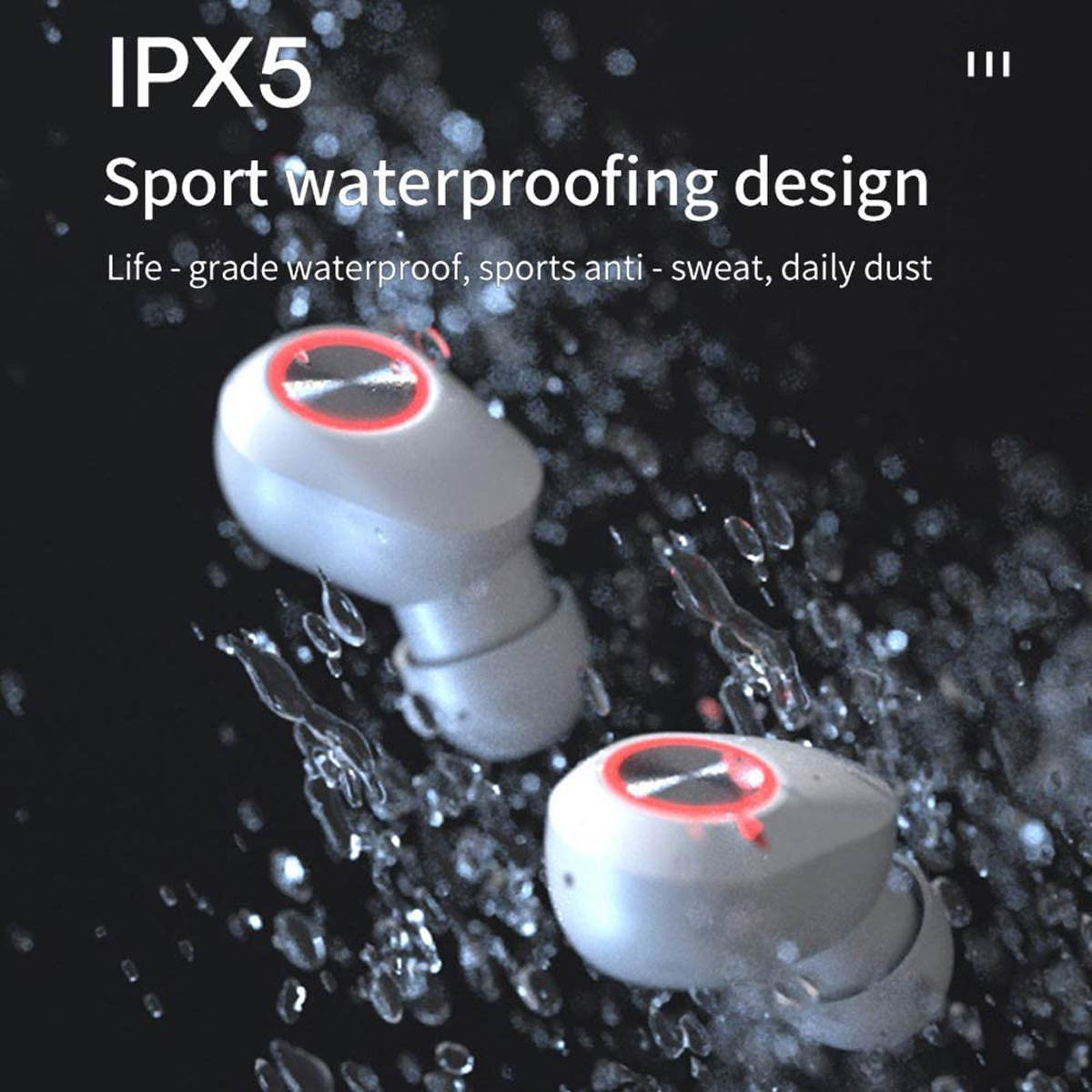 LED Wireless Earbuds, TWS Bluetooth 5.1 Headphones Stereo Sound Earphones 46H Playtime Charging Case Gaming Headsets Sweat Proof Dual Headset with Built-in Noise Cancelling Mic for Sports, White, BE56