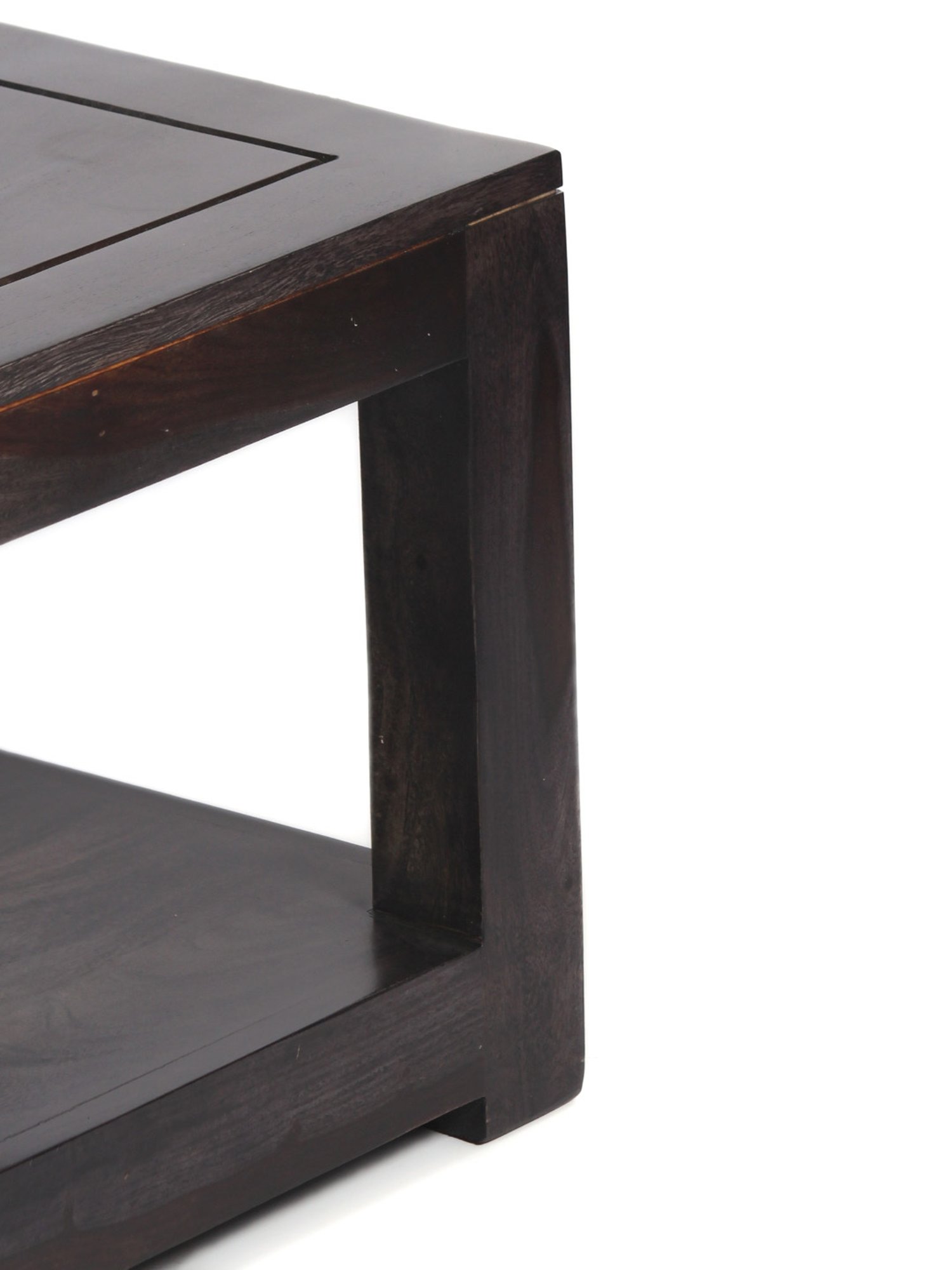 Ikiriya Lisbon Solid Dark Brown Wood End Table Mahogany Finish