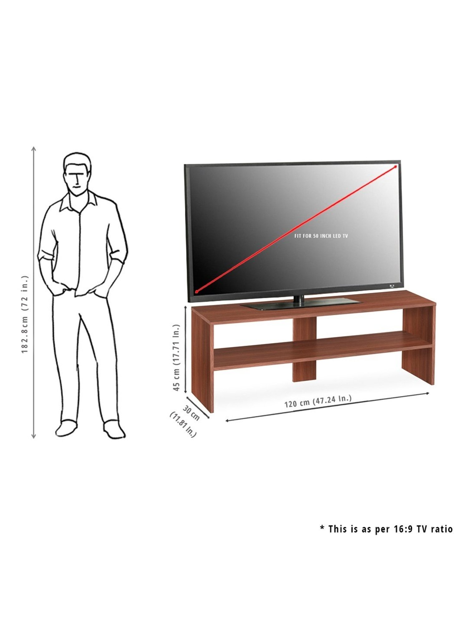 Delite Kom Flex Flowery Wenge & Acacia Dark Engineered Wood TV Entertainment Unit