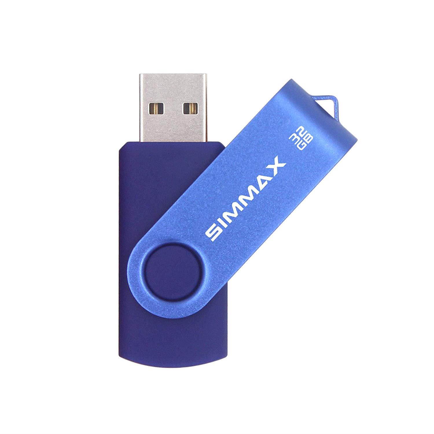 SIMMAX USB Flash Drives 5 Pack 32GB Memory Stick Swivel Design USB 2.0 Flash Drive Thumb Drive Zip Drives (32GB Blue Green Black Red Purple)