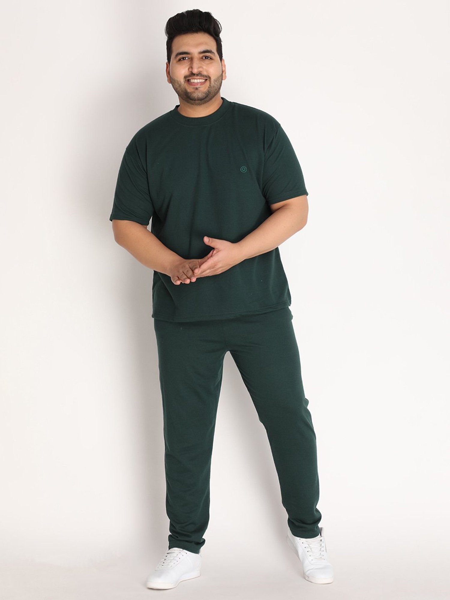 Chkokko Bottle Green Cotton Relaxed Fit Track Suit