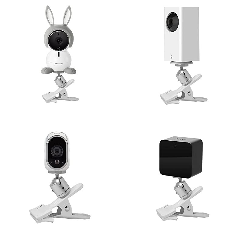 Mount-Desk Rotating Clip Clamp Holder Stand with 1/4" Screw Ball Head for Wyze Cam V3/ Wyze Cam Pan/Oculus Sensor/HTC Vive Base Station/Arlo and Other Compatible Home Security Camera