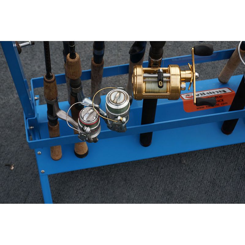 Viking Solutions VFR001 22 Rod Floor or Deck Powder Coat Steel Vertical Fishing Rod and Reel Holder Rack