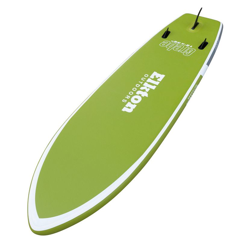 Elkton Outdoors 12 Foot Inflatable Paddle Board Package Kit w/ Fishing Rod Holder, Accessory Mount, and Travel Storage Paddleboard Carry Pack (Green)