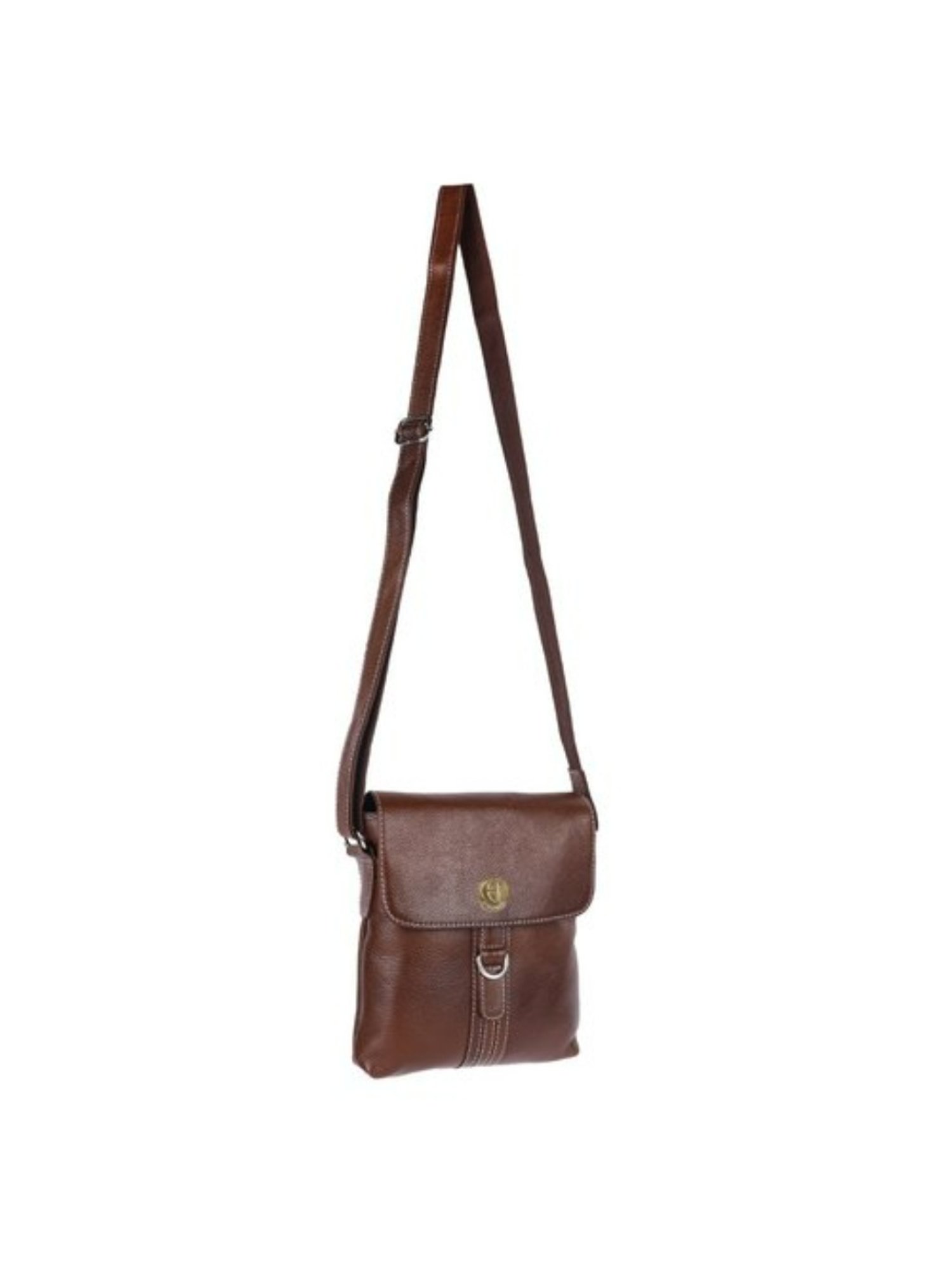 HiLEDER Brown Textured Medium Leather 8 inch Cross Body Bag