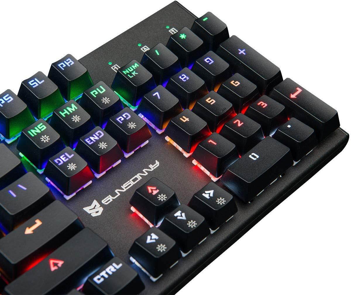 Weekly 56% Off Merdia Mechanical Keyboard Gaming Keyboard with Blue Switch Wired 6 Colors Led Backlit Keyboard Full Size 104 Keys US Layout