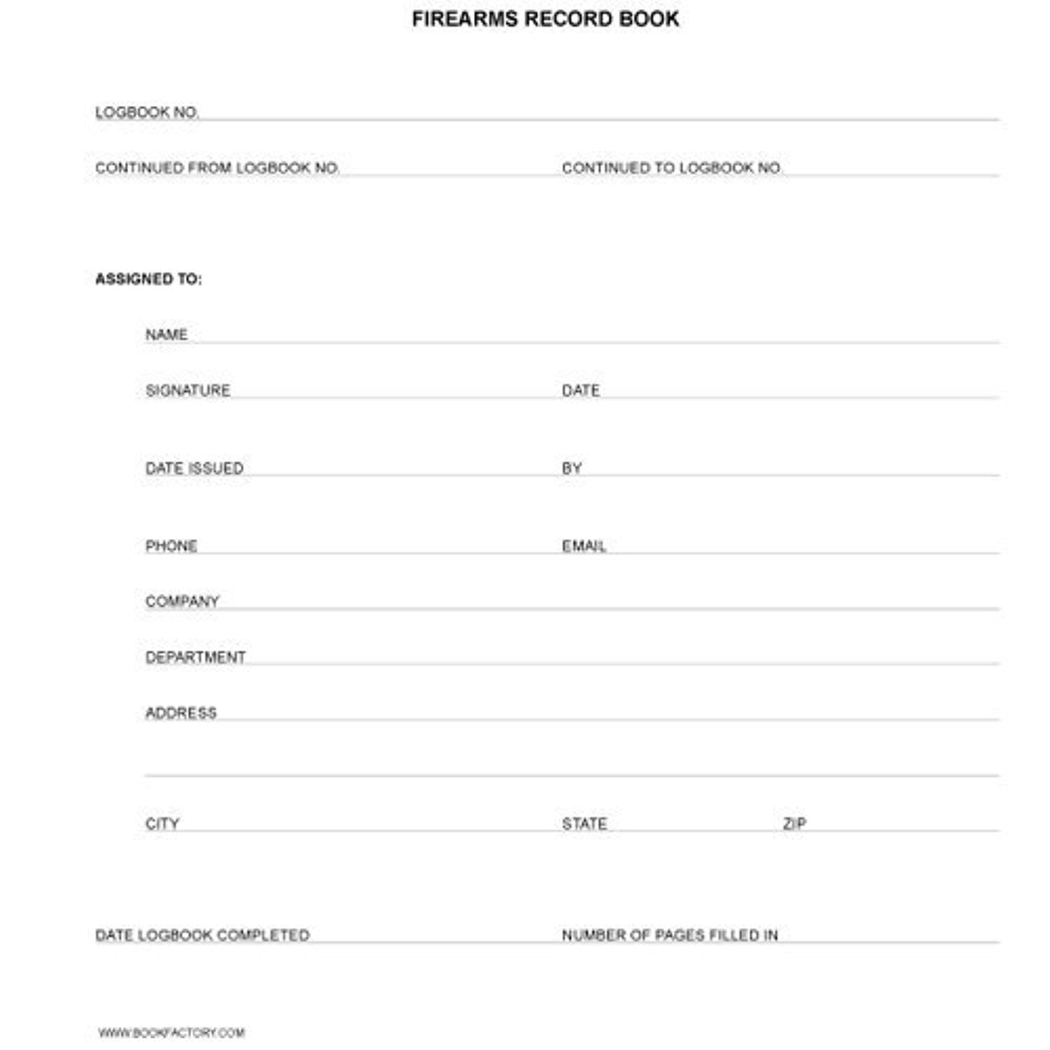 BookFactory Gun Log Book - 120 Pages, Black Cover, Smyth Sewn Hardbound, 8 7/8" x 11 1/4" (LOG-120-GUN-02-LKT35)