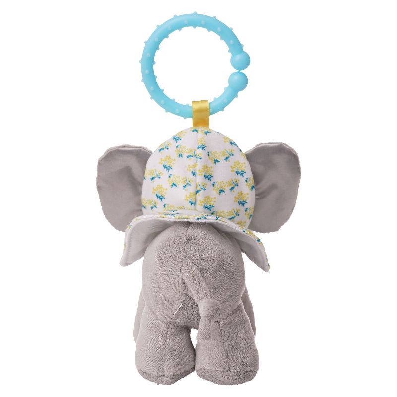 Manhattan Toy Fairytale Elephant Plush Baby Travel Toy with Chime, Crinkle Ears and Teether Clip-on Attachment