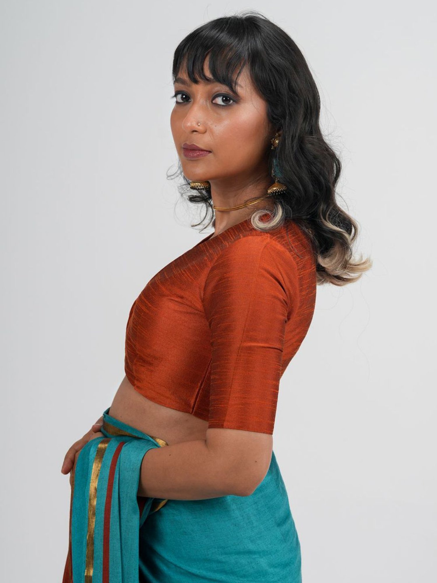 Suta Rust V-Neck Blouse