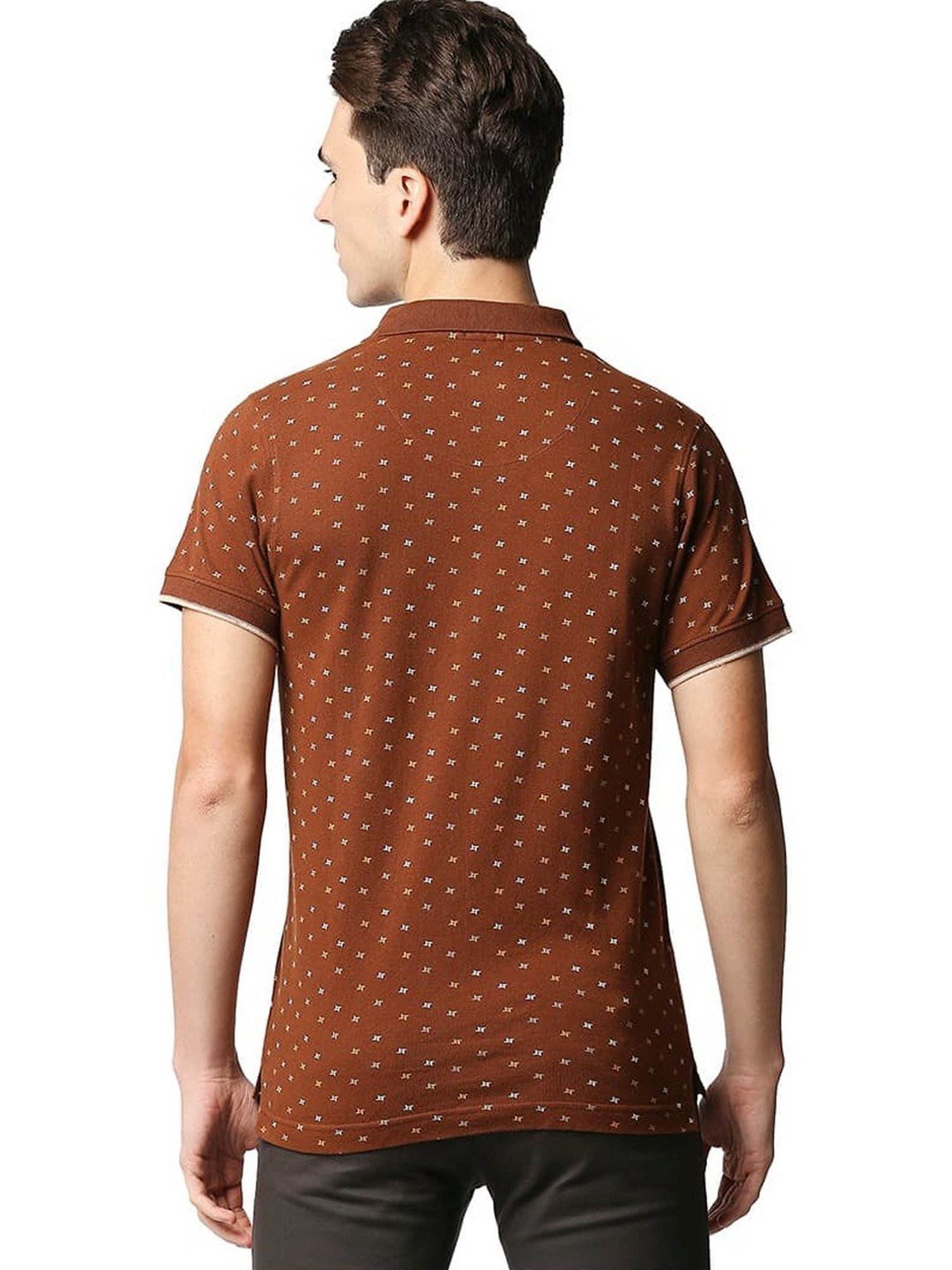 Basics Sorrel Horse Cotton Muscle Fit Printed Polo T-Shirt