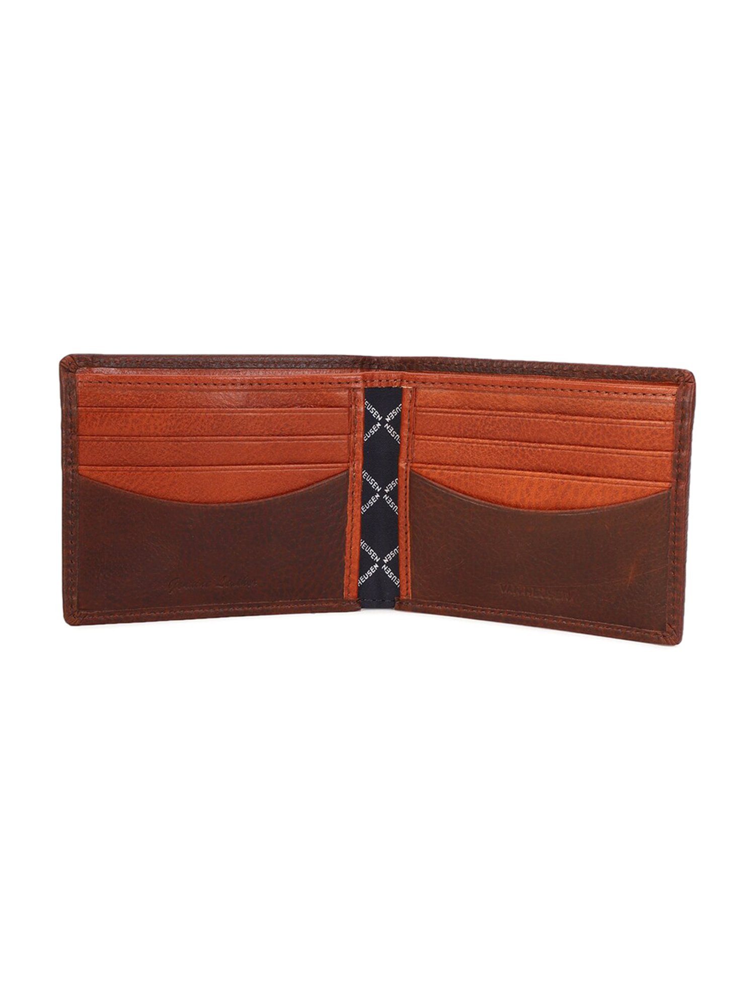 Van Heusen Brown Textured Leather Bi-Fold Wallet for Men