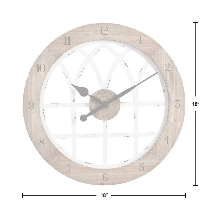 18" Cathedral Arch Wall Clock Weathered Brown/White - FirsTime