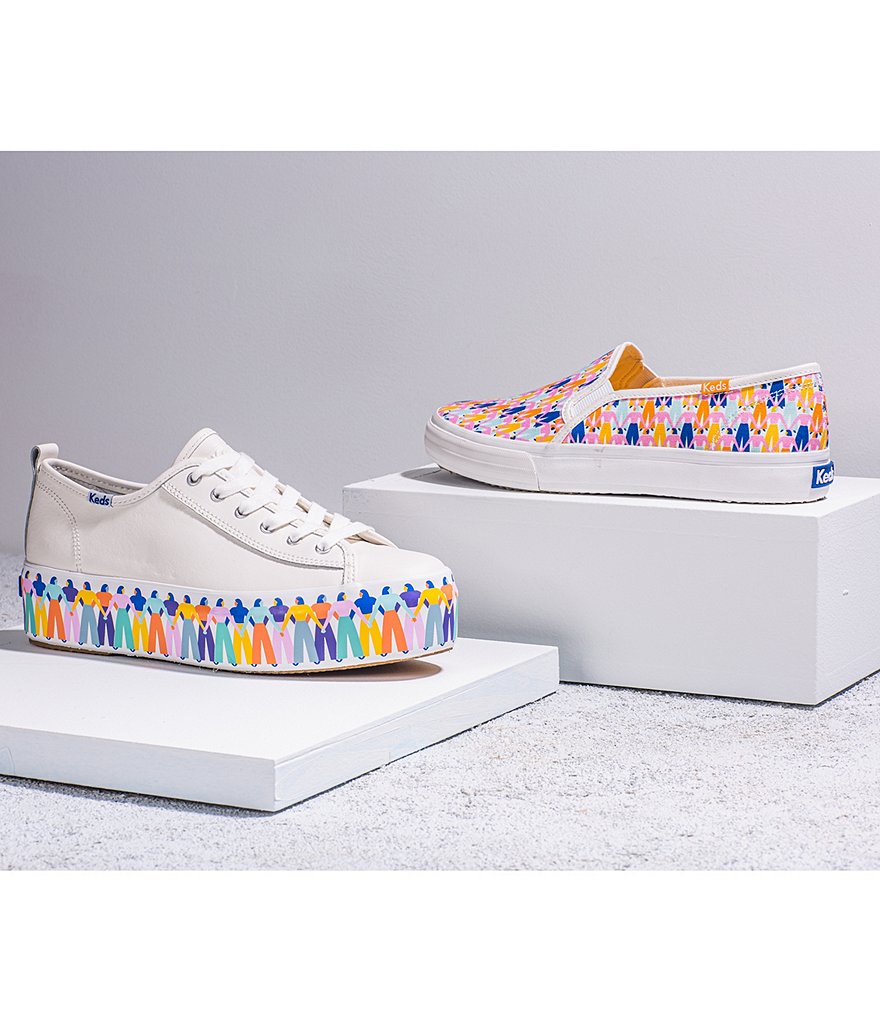Keds Double Decker Rainbow People Print Slip-On Sneakers