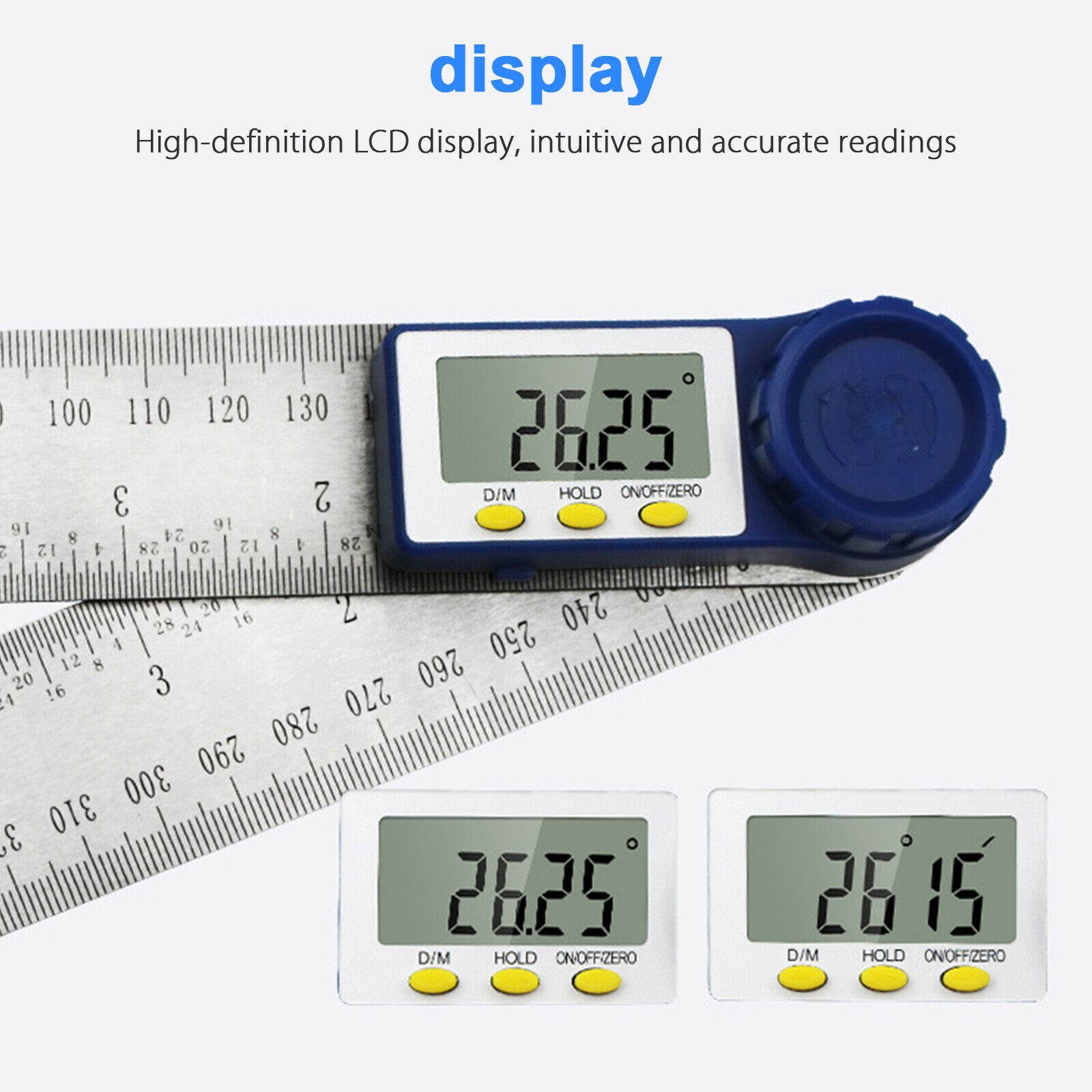 360&deg; Portable Digital Protractor Angle Finder 0-200mm/8" Stainless Steel Ruler