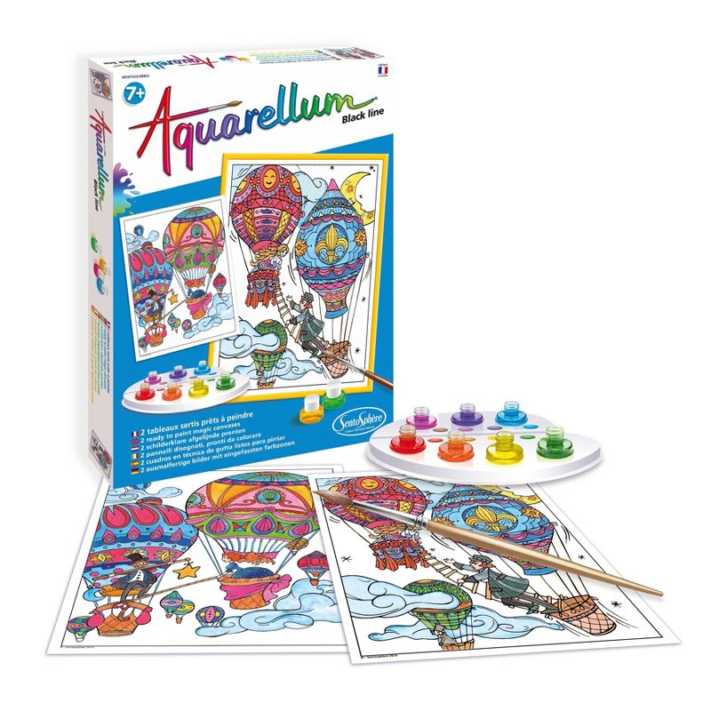 12ct Painting Kit Aquarellum Black Line Air Balloons - SentoSphere USA