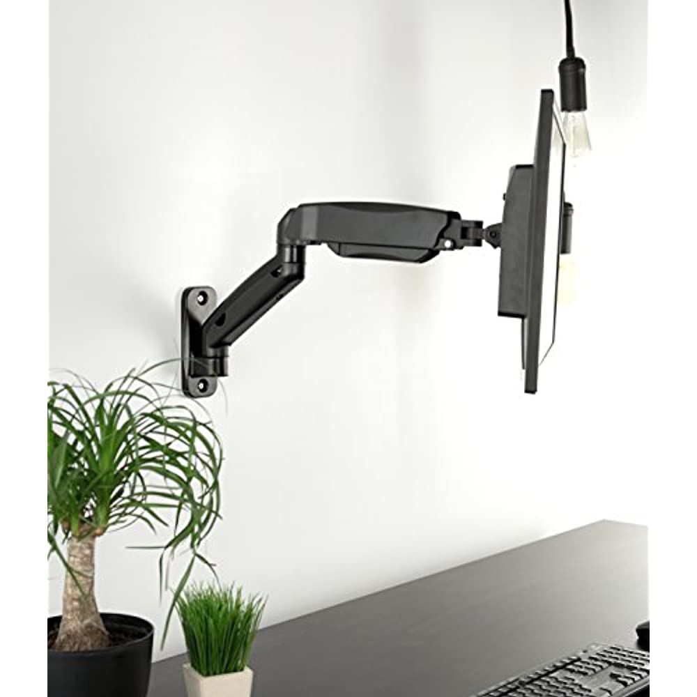 VIVO Black Gas Spring Extended Arm Full Motion Articulating Monitor Wall Mount for 17" to 27" Screens (MOUNT-V001G)