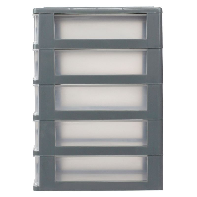 Home Basics 5 tier Plastic Drawer Organizer, Grey
