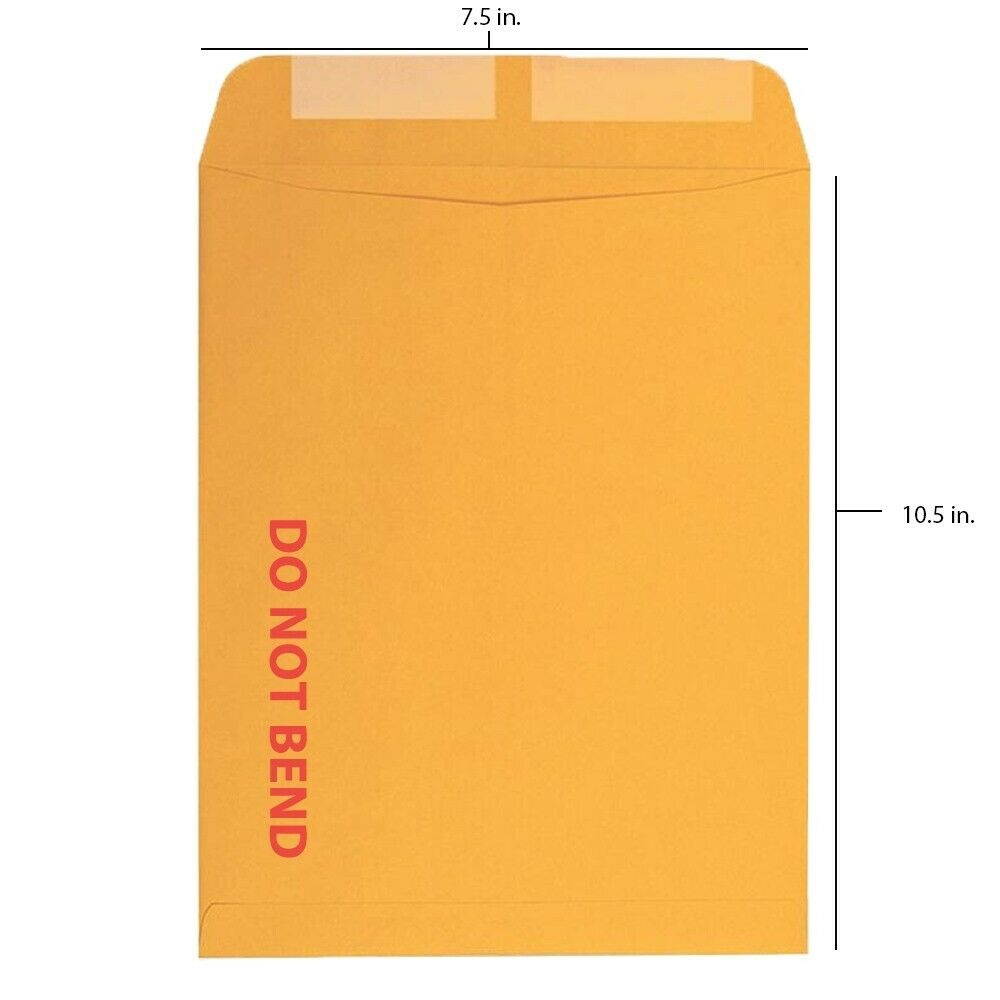 Catalog Envelopes 7.5 x 10.5 Gummed Kraft Secure Mailing Shipping Bag Documents