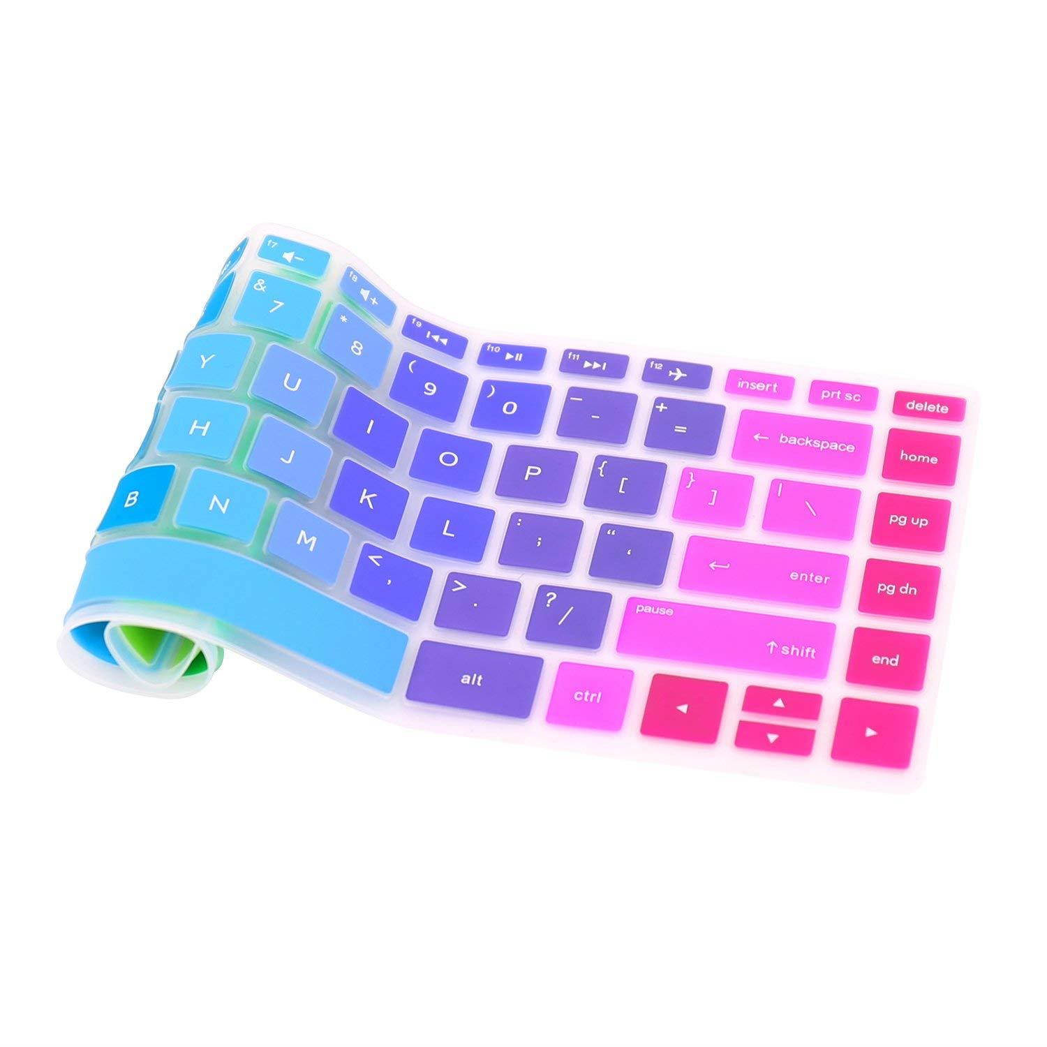 Keyboard Cover Compatible 2019 2018 HP Pavilion x360 14" Laptop 14t 14-CD 14M-BA 14M-CD 14-BF 14-BW 14-cm 14-CF Series/HP Envy Laptop 13t /HP Envy x360 Laptop 13z -Rainbow