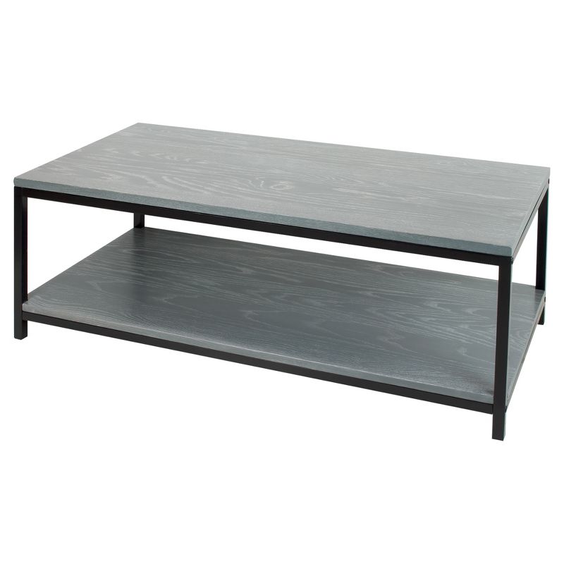 Coffee Table - Solid Red Oak Top & Shelf - Gray Wash - Flora Home