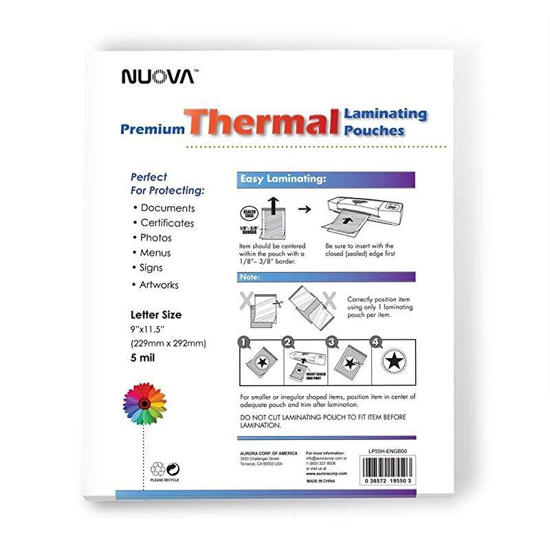 LP55H Thermal Laminating Pouches 9 x 115 Inches Letter Size 5 mil 50Pack