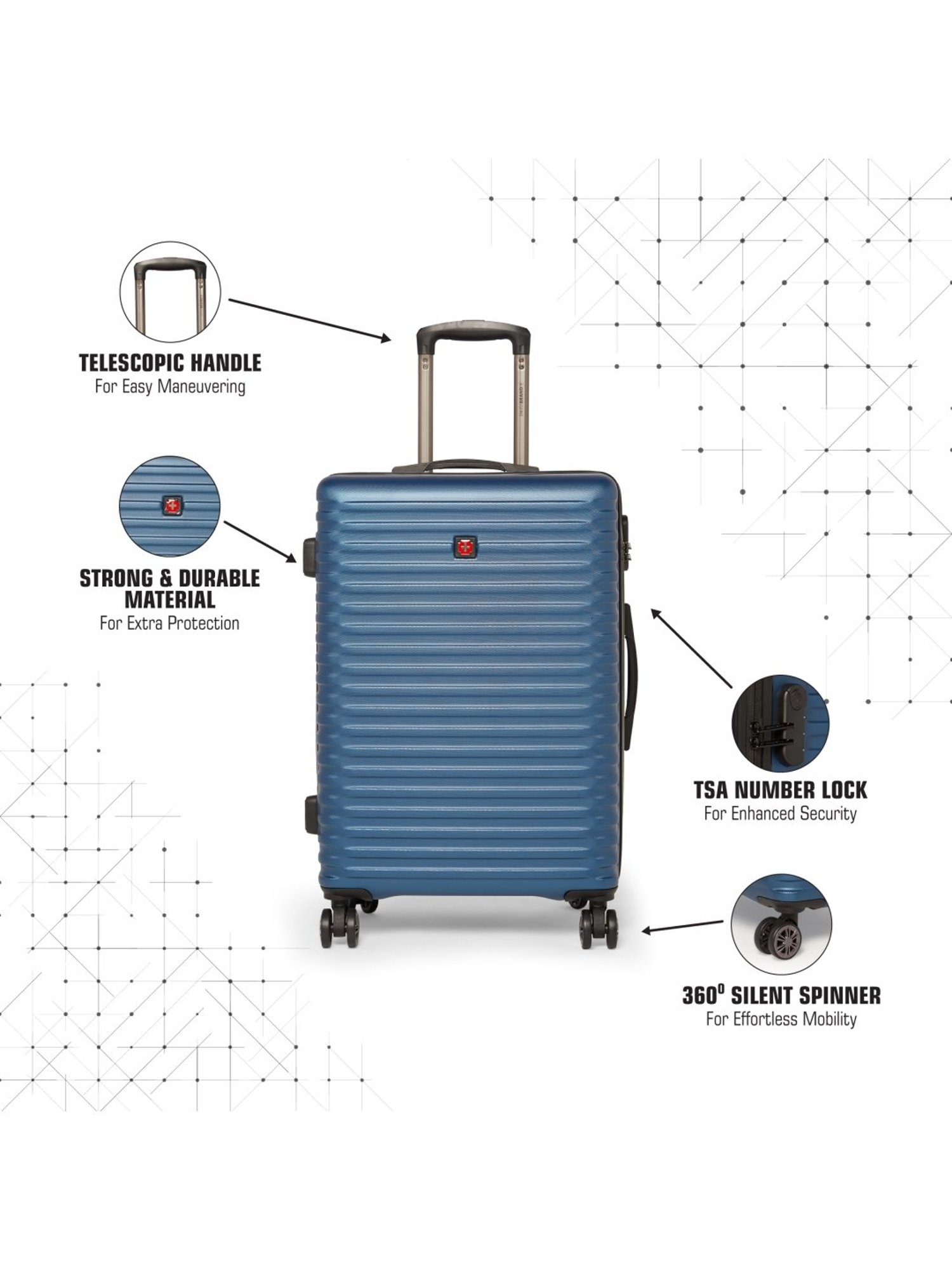 Swiss Brand Dublin Navy Medium Hard Trolley Bag - 24 cm