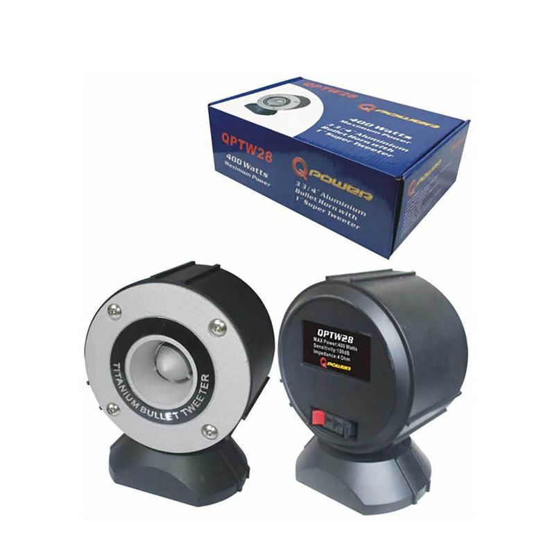 QPower QPTW28 Car Audio 400W  3.75" Aluminum Bullet Horn w/ 1" Super Tweeter